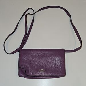 Coach Pebbled Leather Plum Crossbody Bag